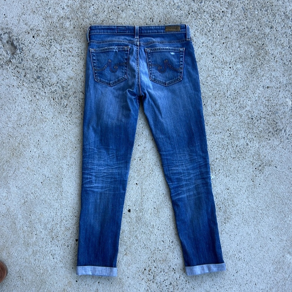 AG The Stilt Cigarette Roll-Up Low-Rise Distressed Stretch Ankle Jeans Waist 26 - Picture 9 of 11
